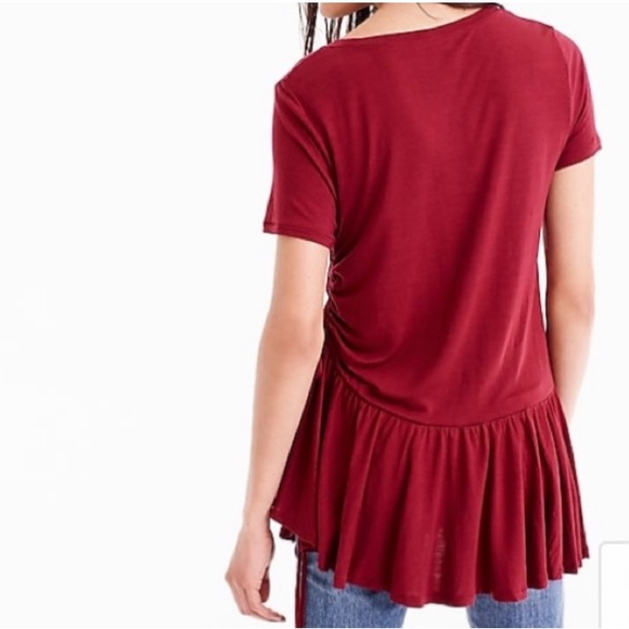 J CREW White Classic Crew Neck Soft Gathered Ruffle T Shirt - Picture 3 of 7